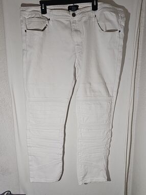 Men's Skinny Moto-Detail Jeans in White